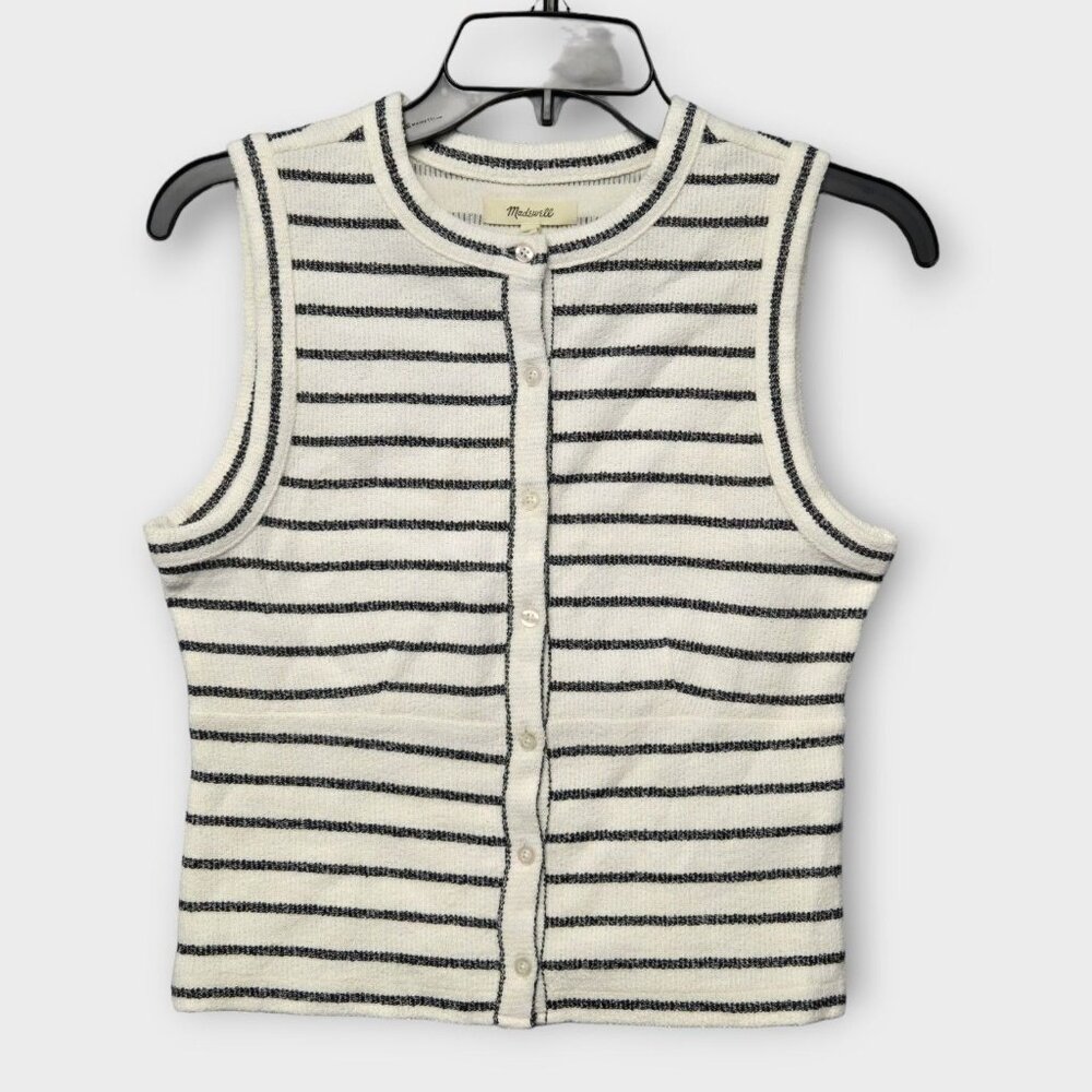 MADEWELL Split-Crewneck Cardigan Tank Top in Lighthouse NWT - Picture 3 of 8
